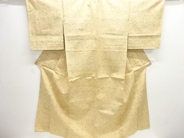 JAPANESE KIMONO / ANTIQUE HITOE KIMONO / SILK / TSUMUGI / WOVEN ABSTRACT PATTERN